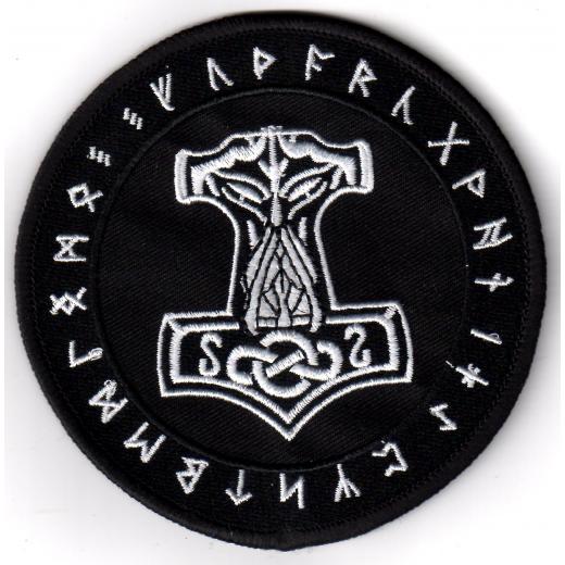 Mjölnir Runen schwarz (Aufnäher)